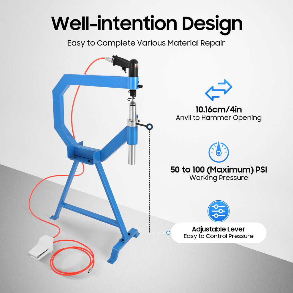 Pneumatic Planishing Hammer with 3 Anvils and Foot Pedal B462