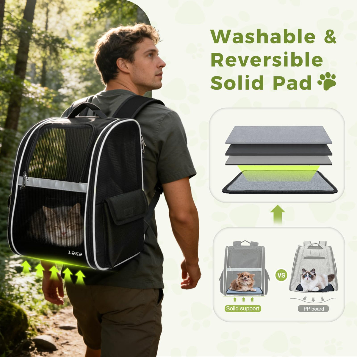 Dog Carrier Backpack for Small Medium Dogs Cats up to 18 lbs, Breathable Pet Backpack Carrier with 3 Entrances K94585