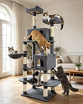 70" Cat Tree with 2 Condos and Wide Perches, Gray Y997247
