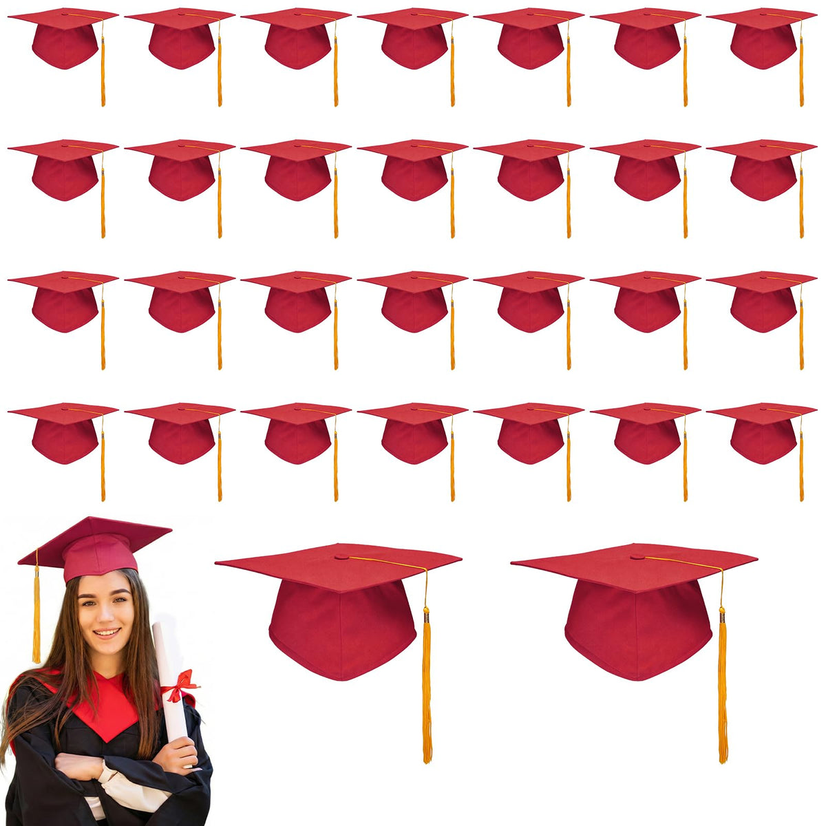 Graduation Cap with Tassel Adjustable Adult Graduation Hat A52577