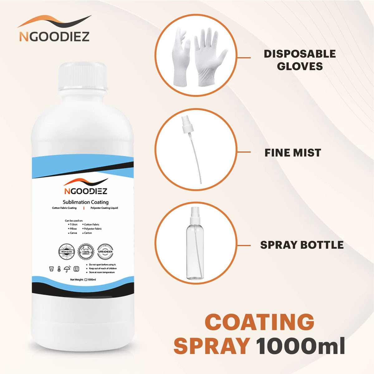 1000ml Quick Dry Washable Sublimation Spray + 250ml High Gloss Waterproof Coating N326