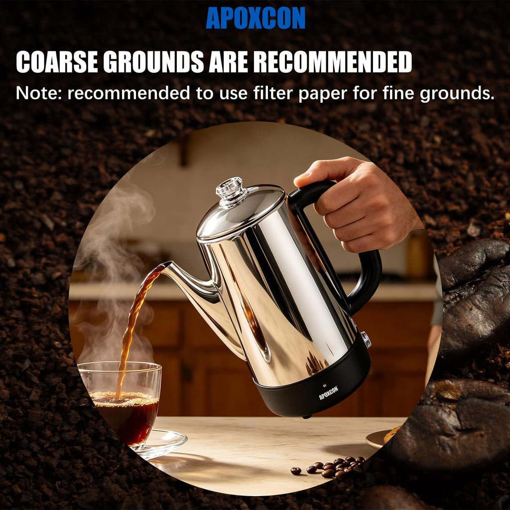 Electric Stainless Steel Coffee Percolator 1200ml 8 Cup W4289