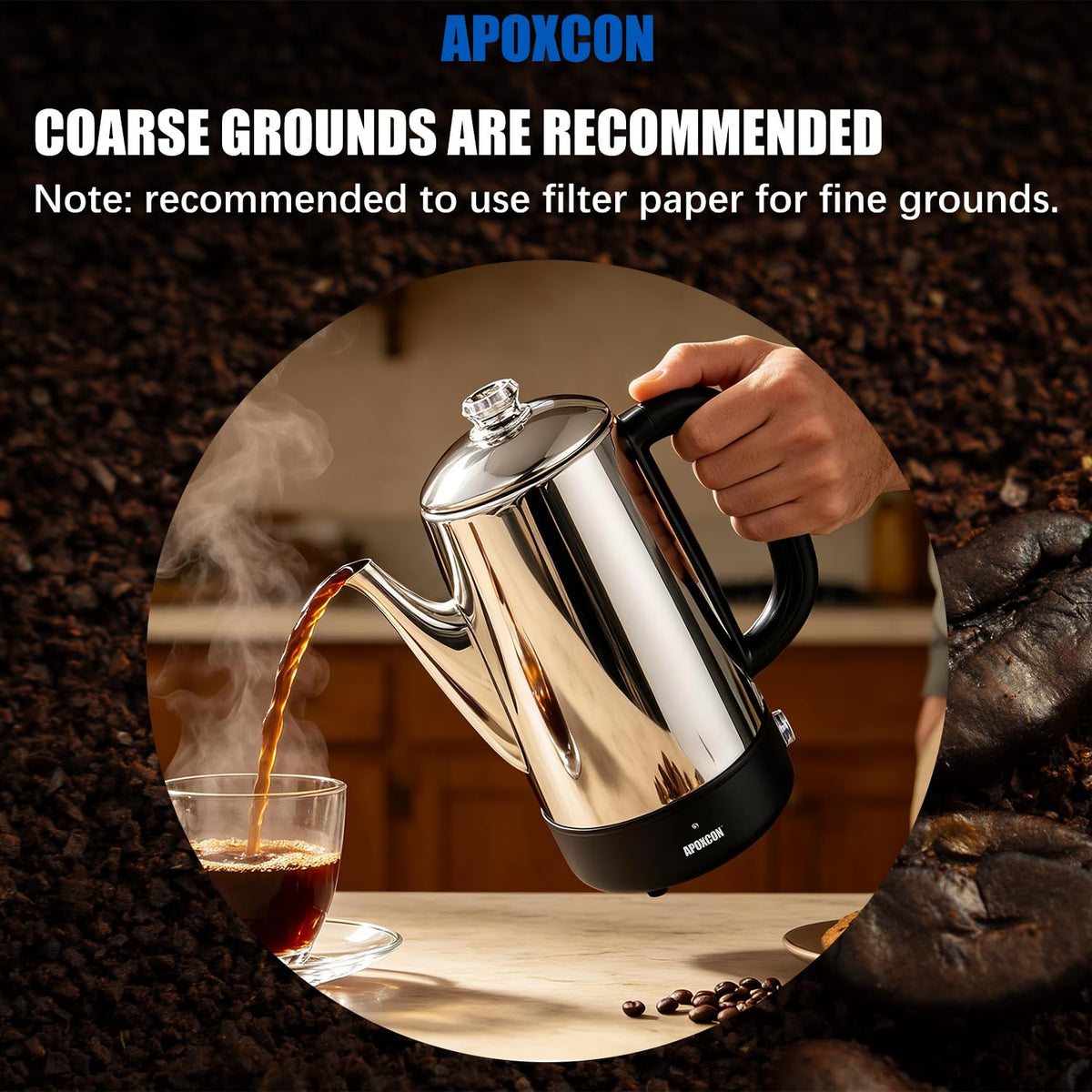 Electric Stainless Steel Coffee Percolator 1200ml 8 Cup W4289