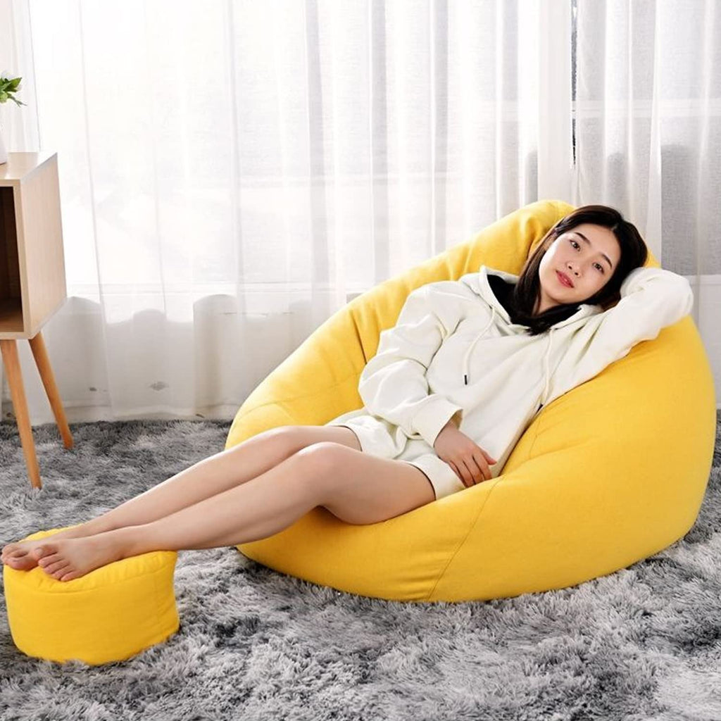 Bean Bag Chair Cover Only Without Filling XL Yellow E167
