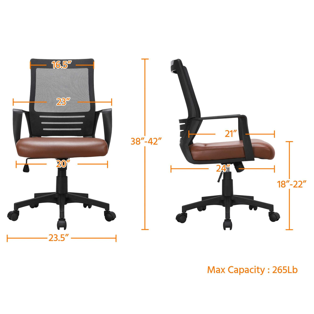 Brown Mesh Swivel Office Desk Chair J10081