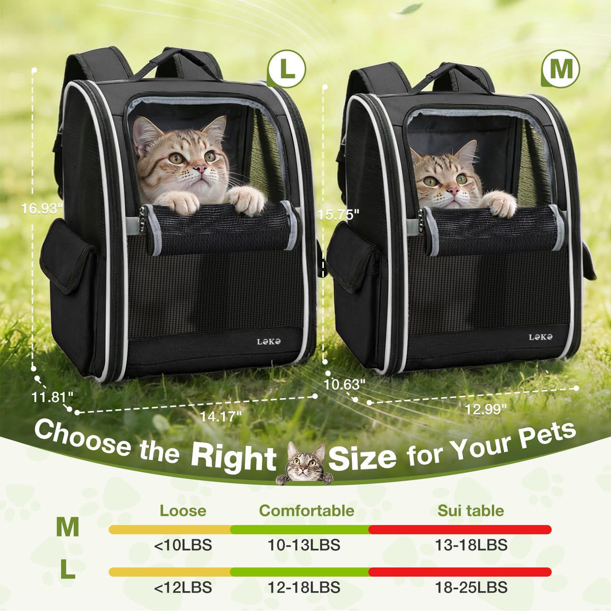 Dog Carrier Backpack for Small Medium Dogs Cats up to 18 lbs, Breathable Pet Backpack Carrier with 3 Entrances K94585