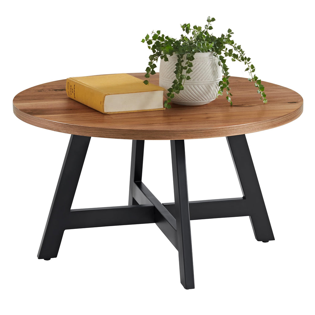 Round Wood Top Metal Base Coffee Table J13137