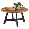 Round Wood Top Metal Base Coffee Table J13137