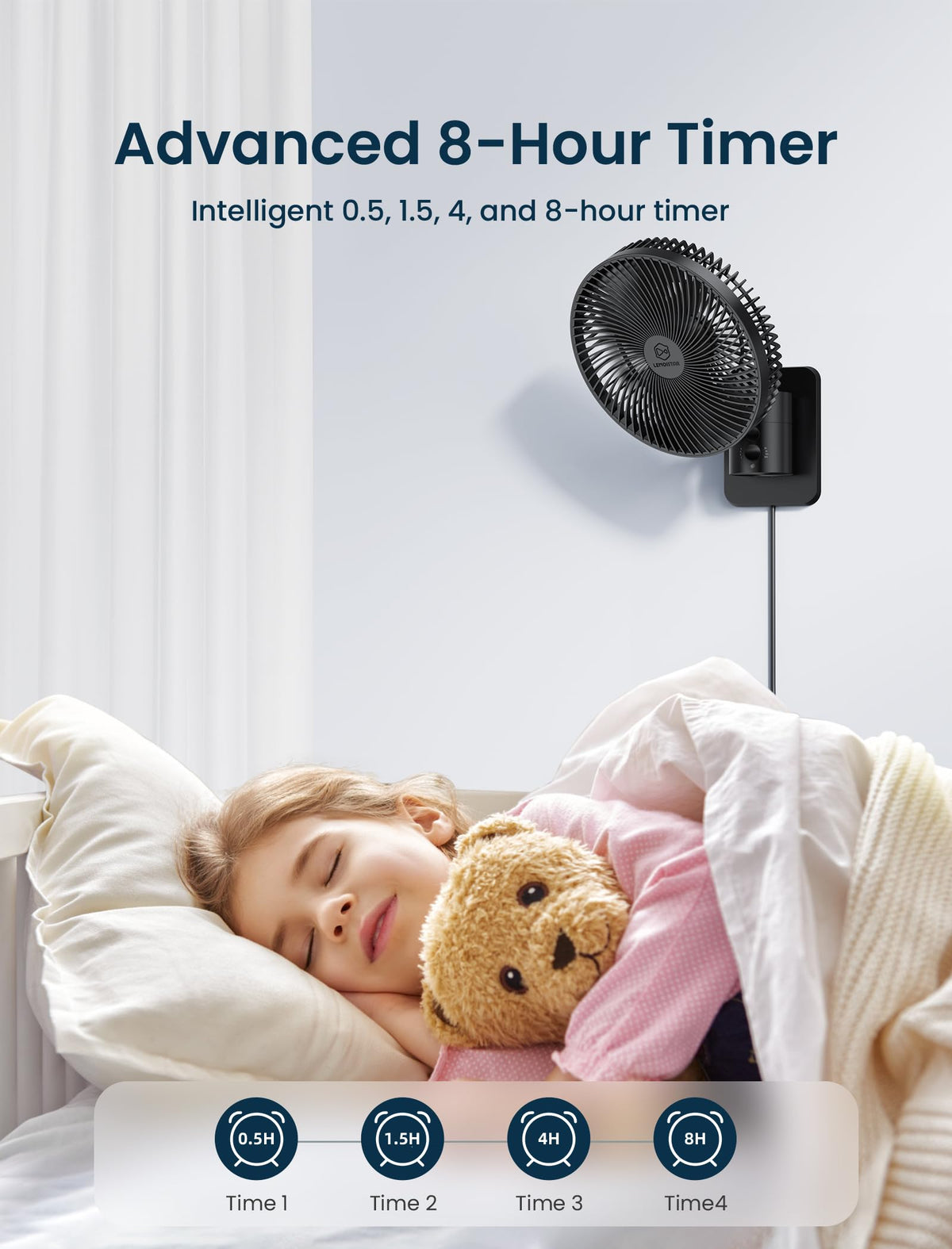 8.5-Inch Quiet Wall-Mounted Oscillation Fan with Remote & Timer O3222