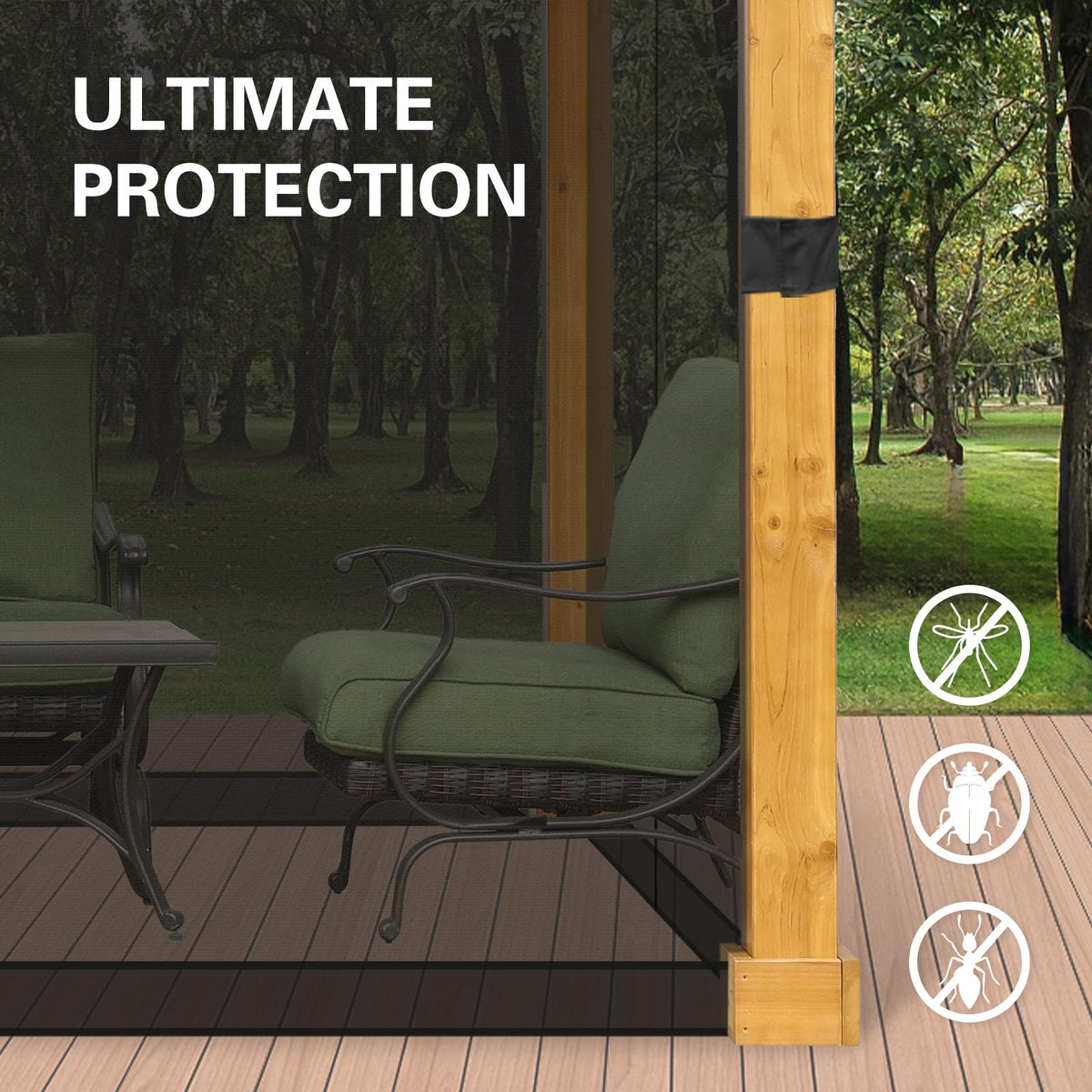 10' x 10' Black Gazebo Netting Screen Replacement L860
