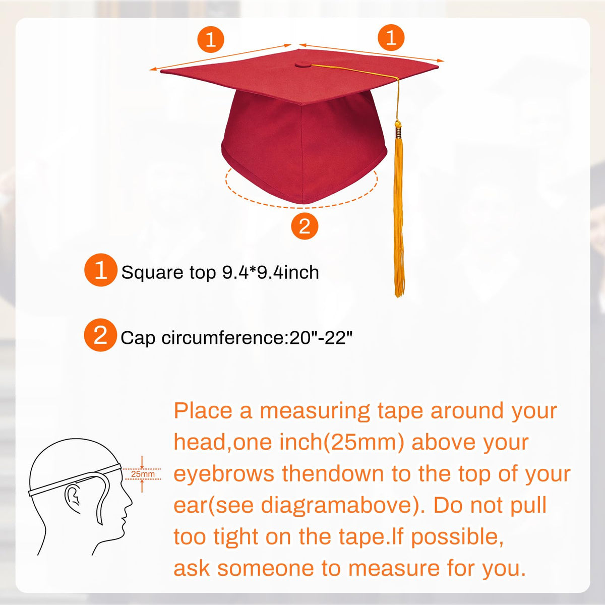 Graduation Cap with Tassel Adjustable Adult Graduation Hat A52577