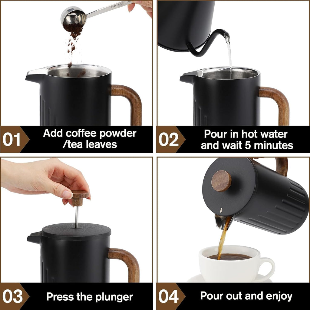 34oz Stainless Steel French Press Coffee Maker H124