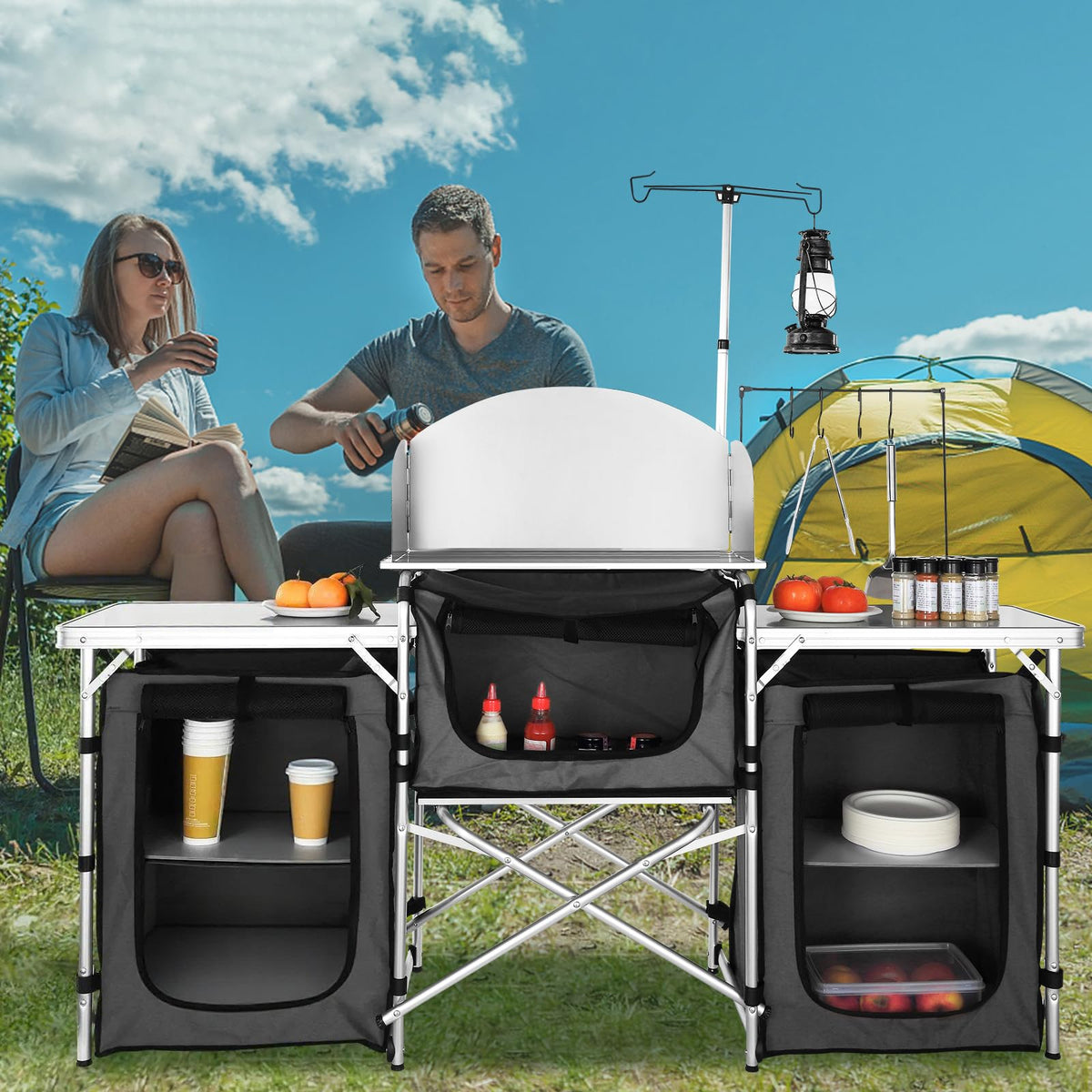 Folding Aluminum Camping Kitchen Table with Storage Bag X394