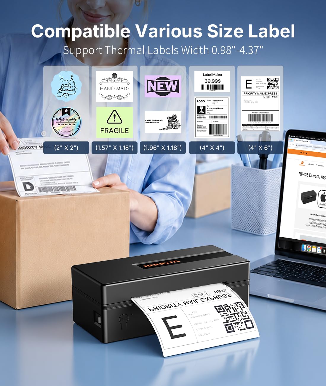 Bluetooth Thermal Shipping Label Printer Y645