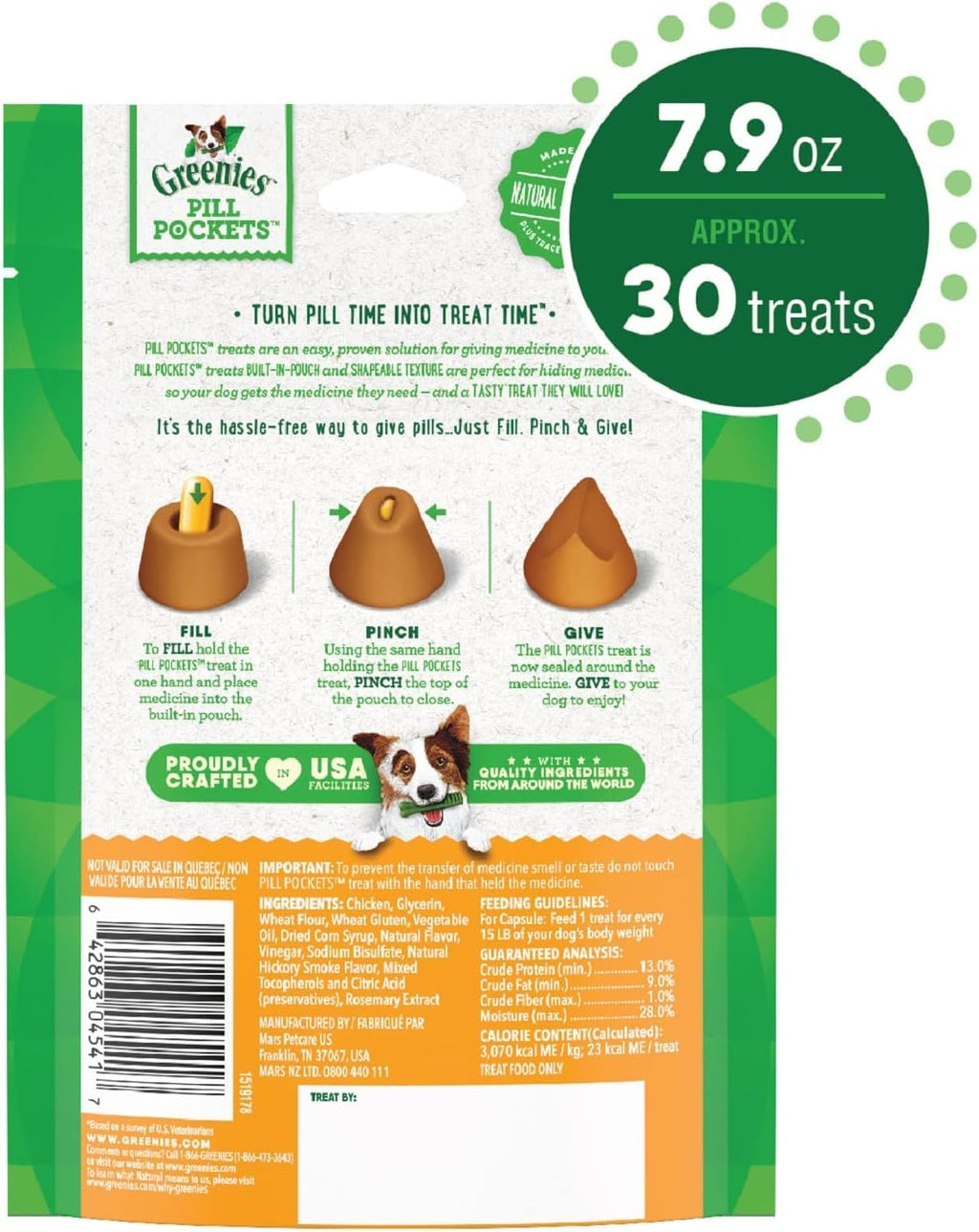 Chicken Capsule Size Dog Medicine Treats 3 Pack H3685