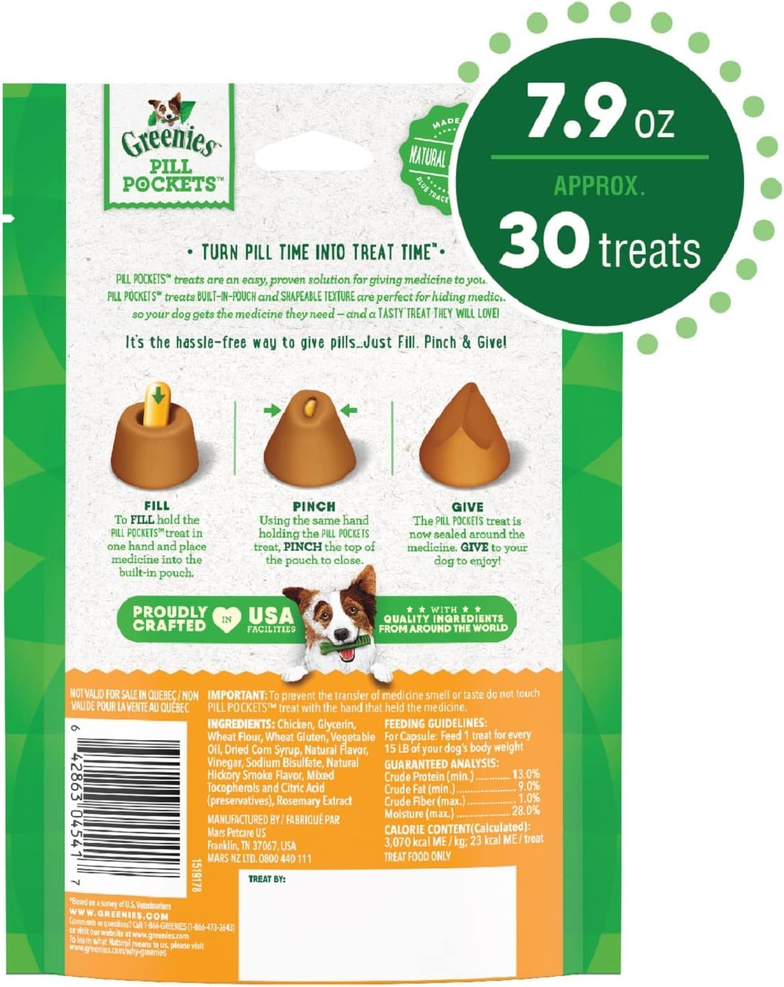 Chicken Capsule Size Dog Medicine Treats 3 Pack H3685
