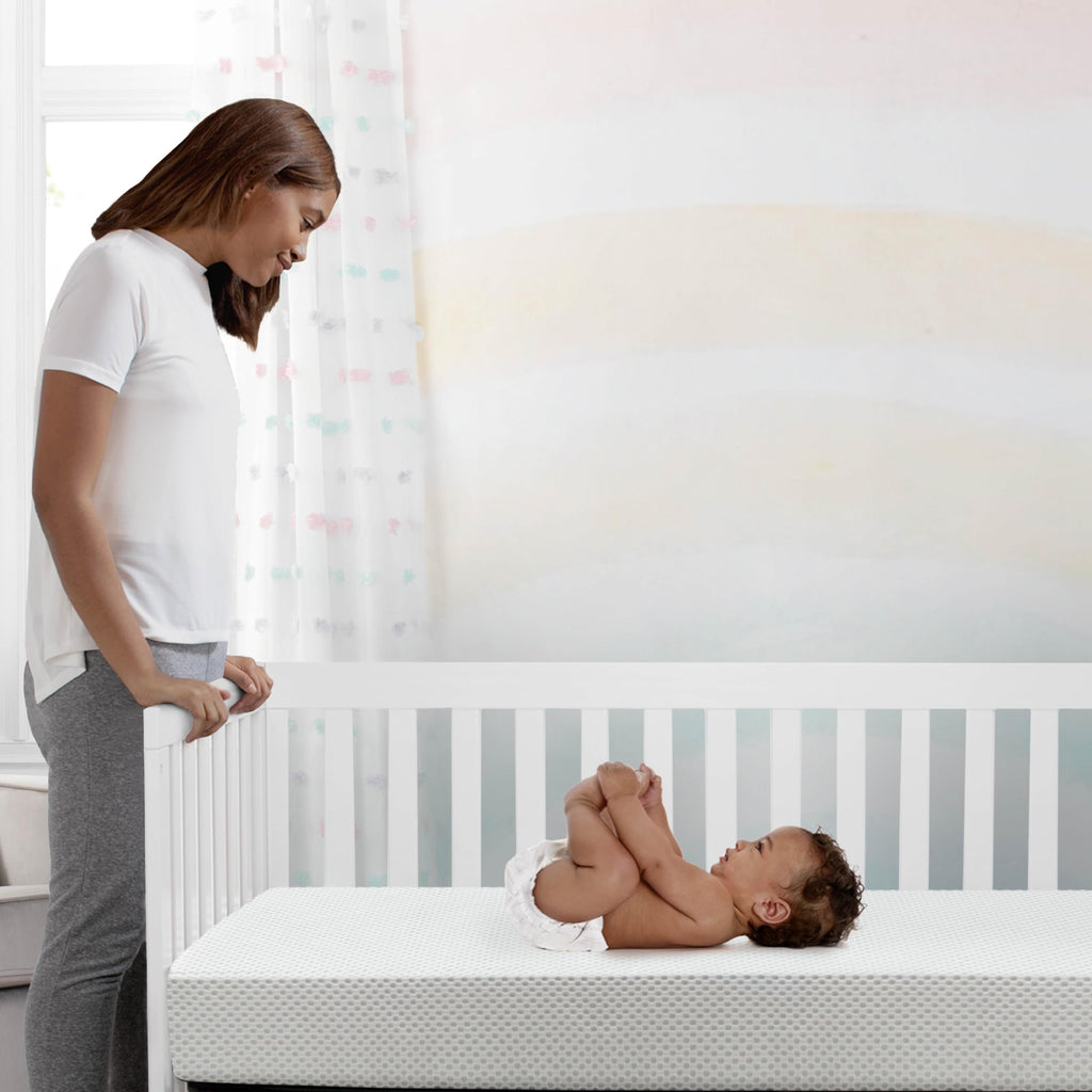 White Crib and Toddler Mattress with Removable Machine-Washable Cover G589725