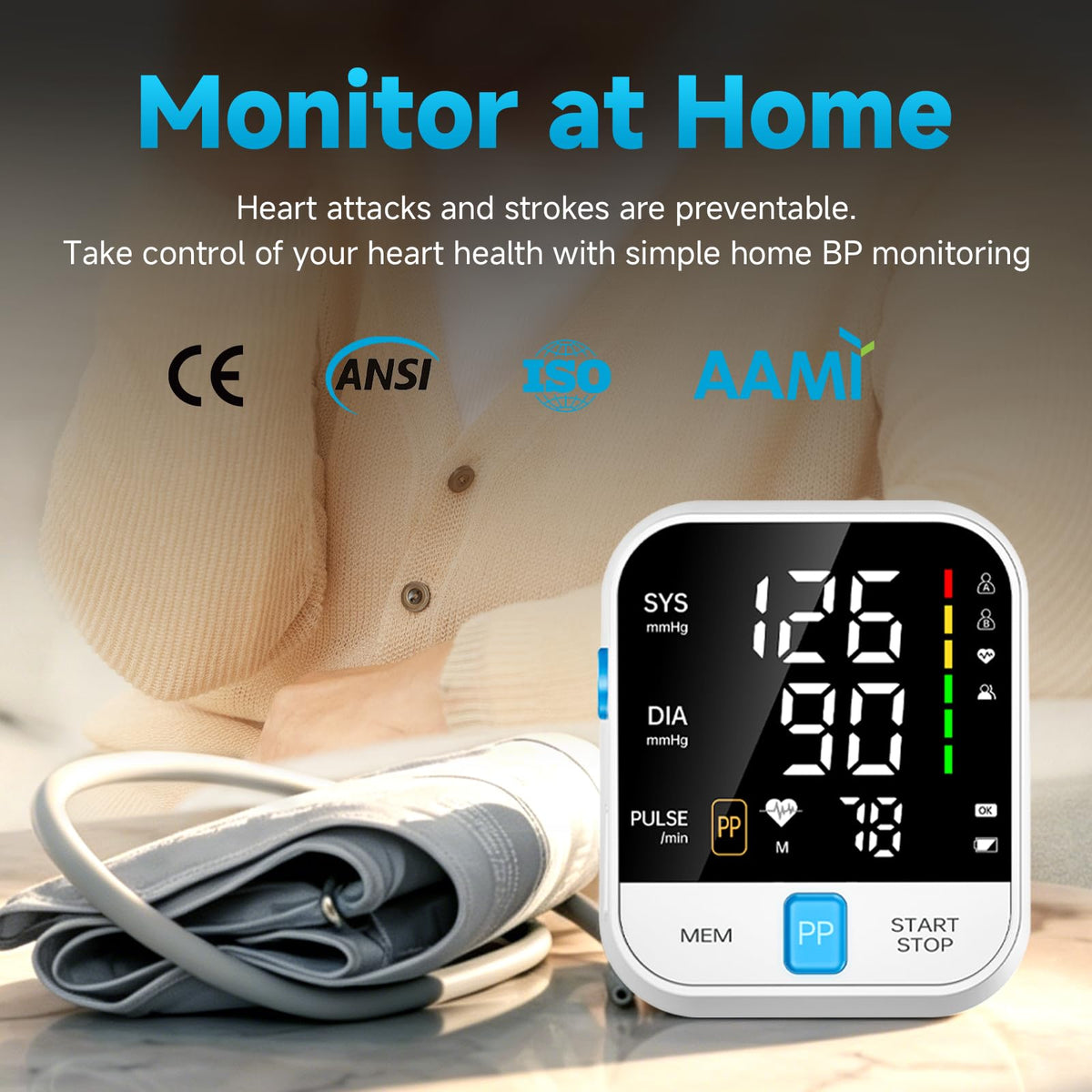 Automatic Upper Arm Blood Pressure Monitor with Large Cuff D123291