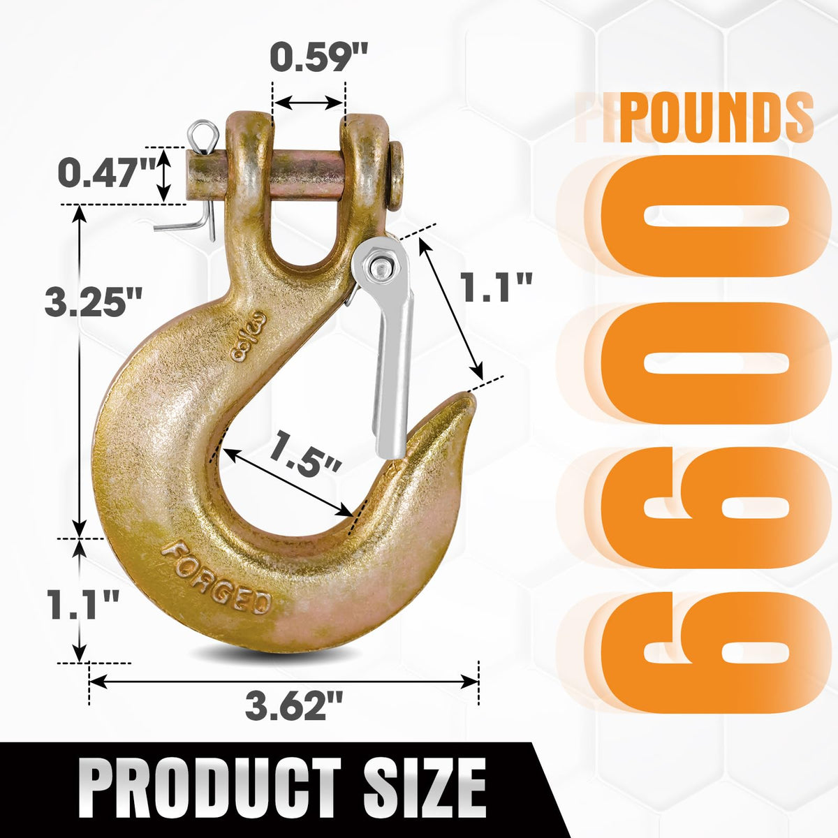 2 Pack 3/8" G70 Clevis Slip Hooks with Safety Latch U623906