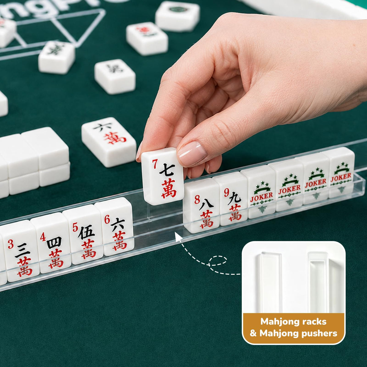 166 Mahjong Tiles 4 Racks 4 Pushers Mahjong Set L36712