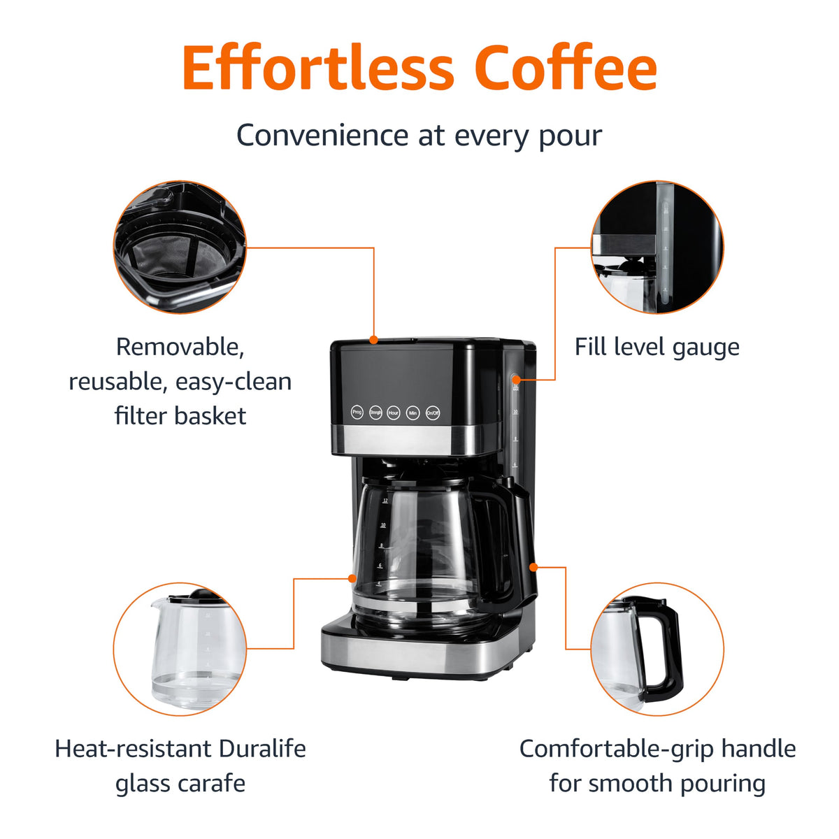 12 Cup Programmable Drip Coffee Maker with Glass Pot C984153