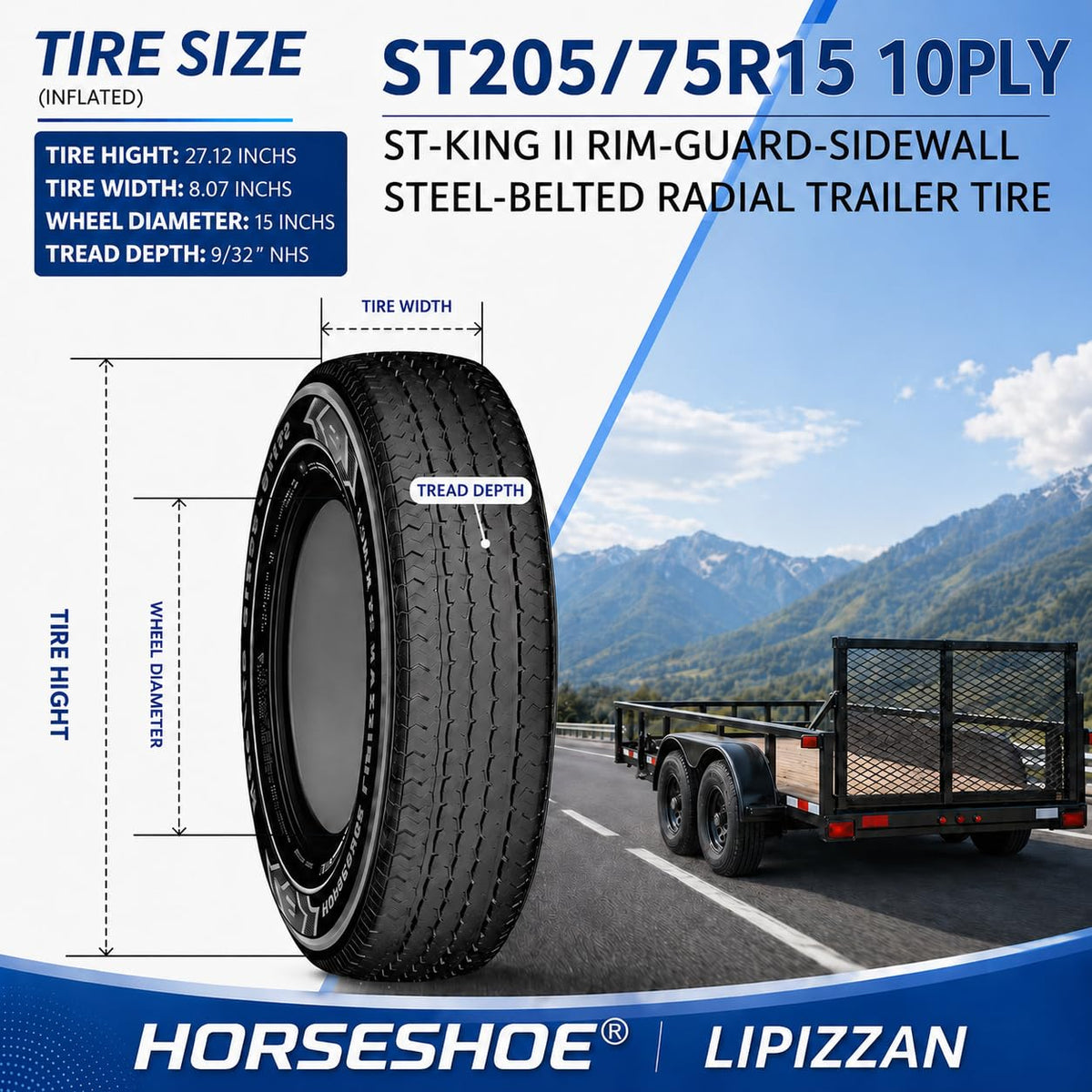 ST205/75R15 10-Ply Trailer Tires E7886
