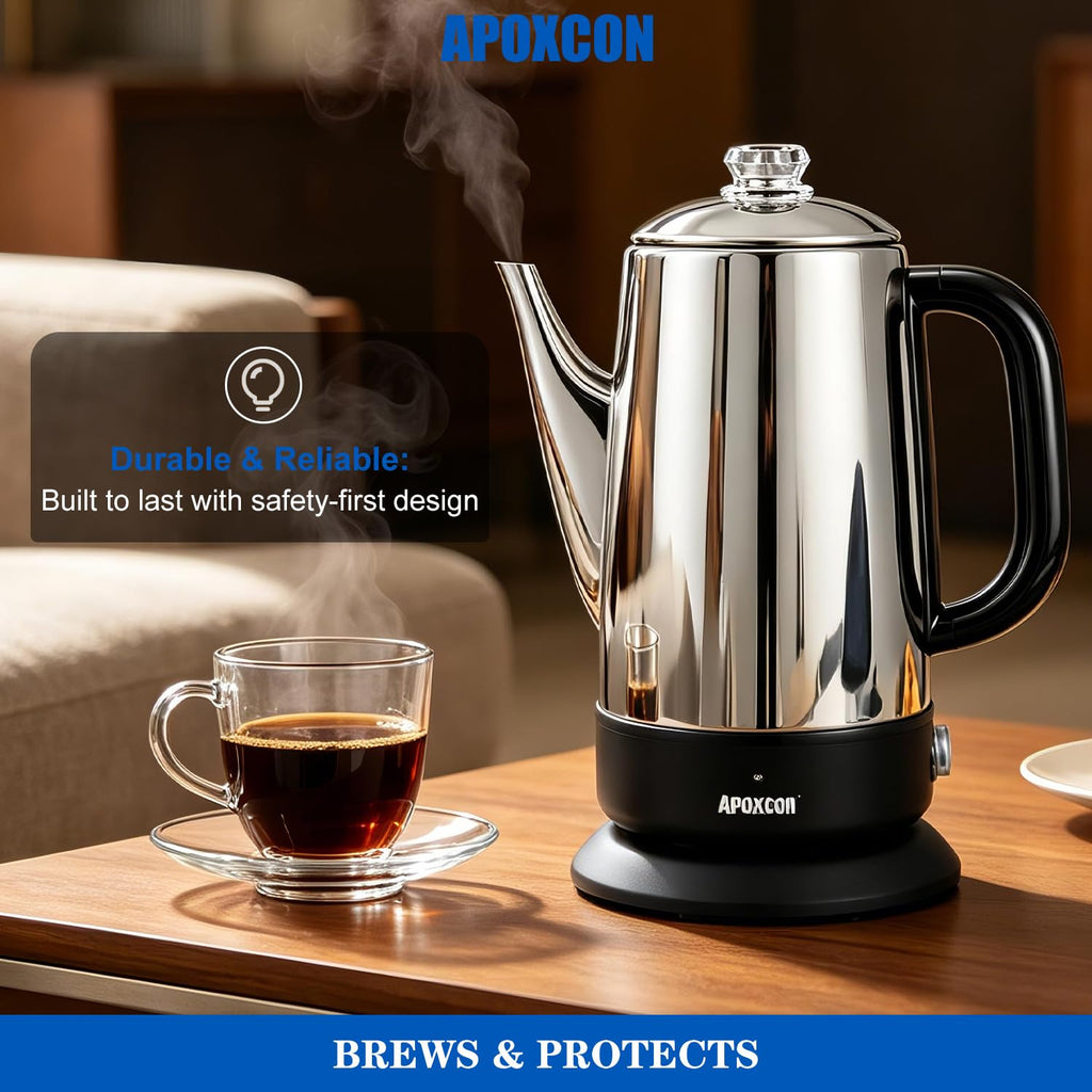 Electric Stainless Steel Coffee Percolator 1200ml 8 Cup W4289