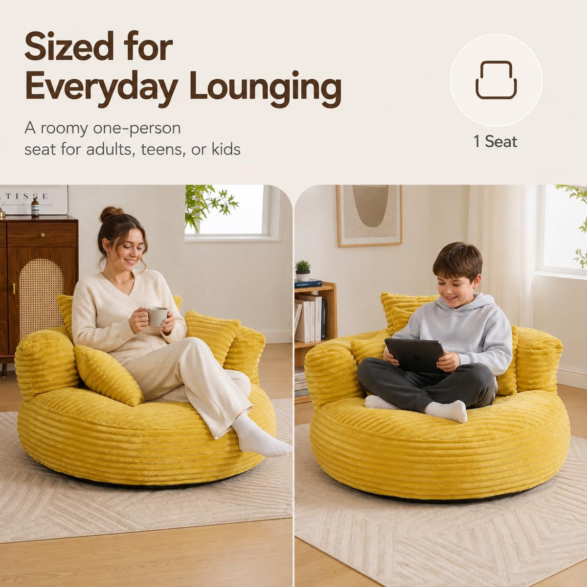 Oversized Mustard Yellow Bean Bag Chair G97245