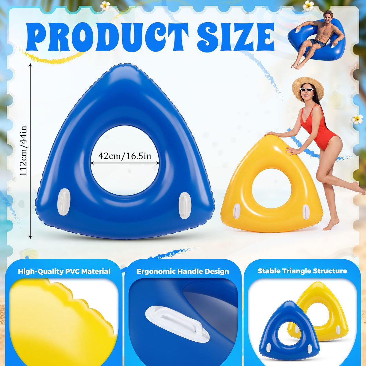 44" Large Triangular Inflatable Pool Float Tube E555