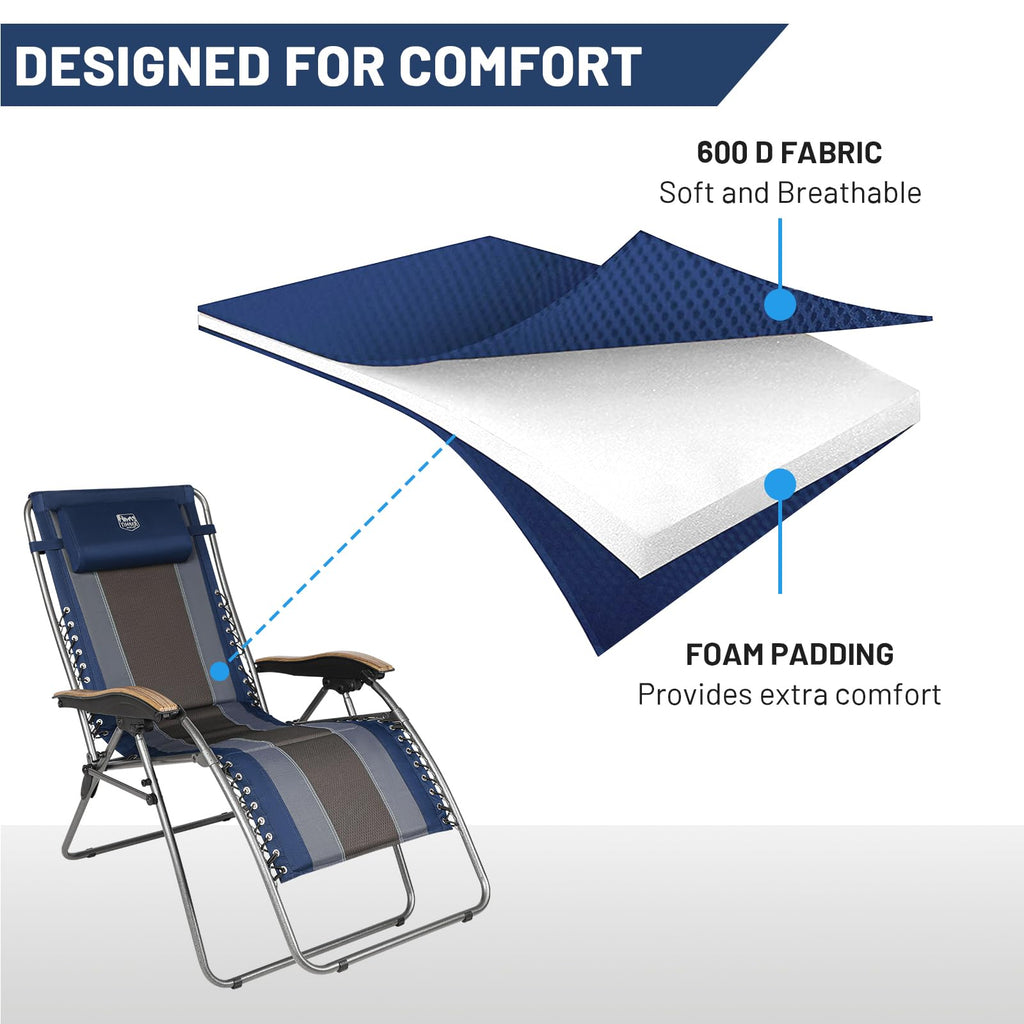 Oversized Zero Gravity Padded Reclining Lounge Chair with Cup Holder 350 lbs X4277