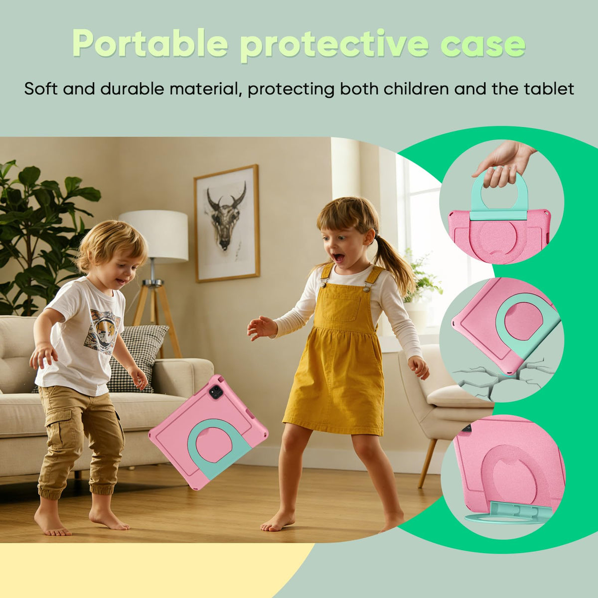 Kids Tablet 10 inch Octa-Core 30GB RAM 64GB ROM with Case Keyboard Mouse Stylus Pink L20927
