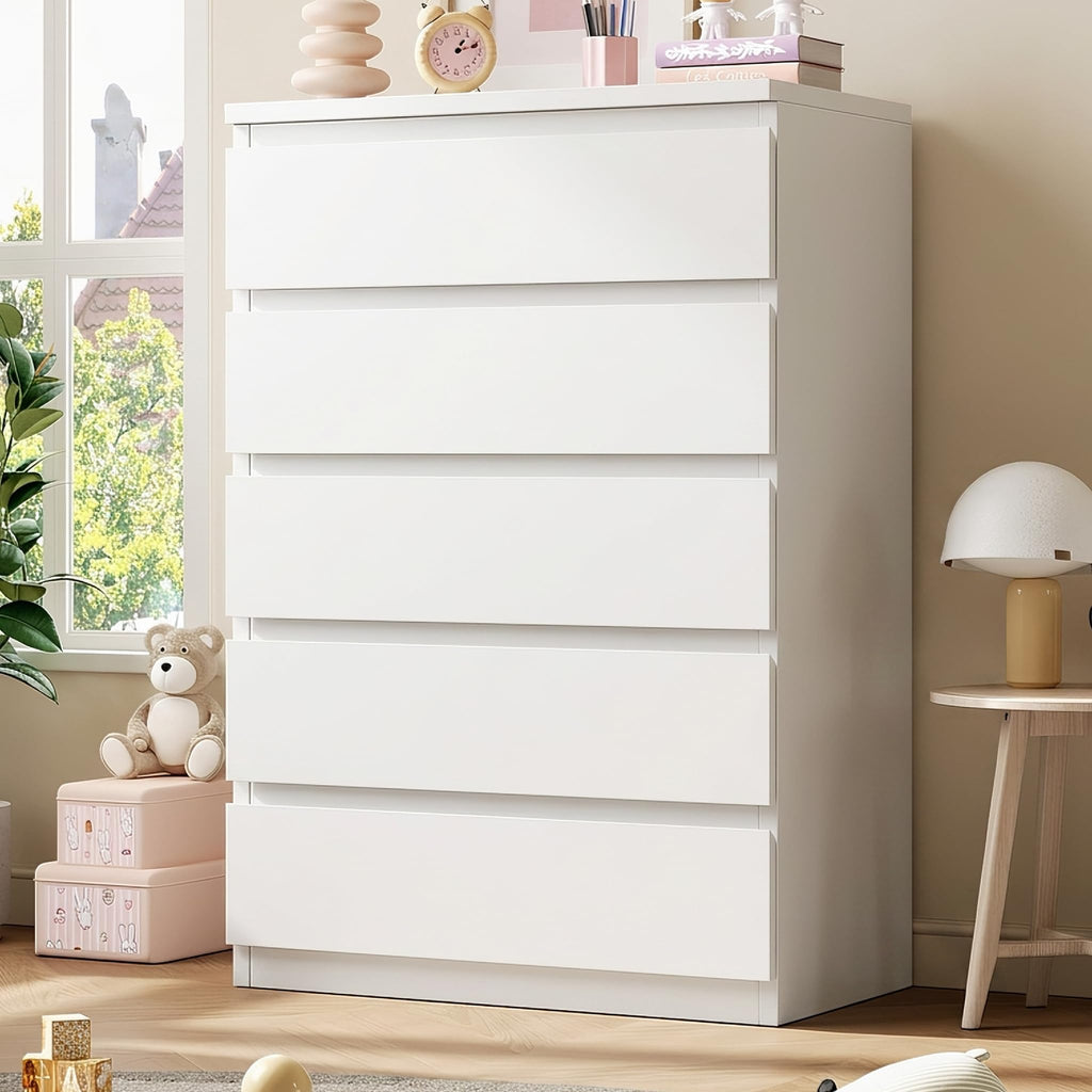 White 5 Drawer Dresser Chest of Drawers S36633