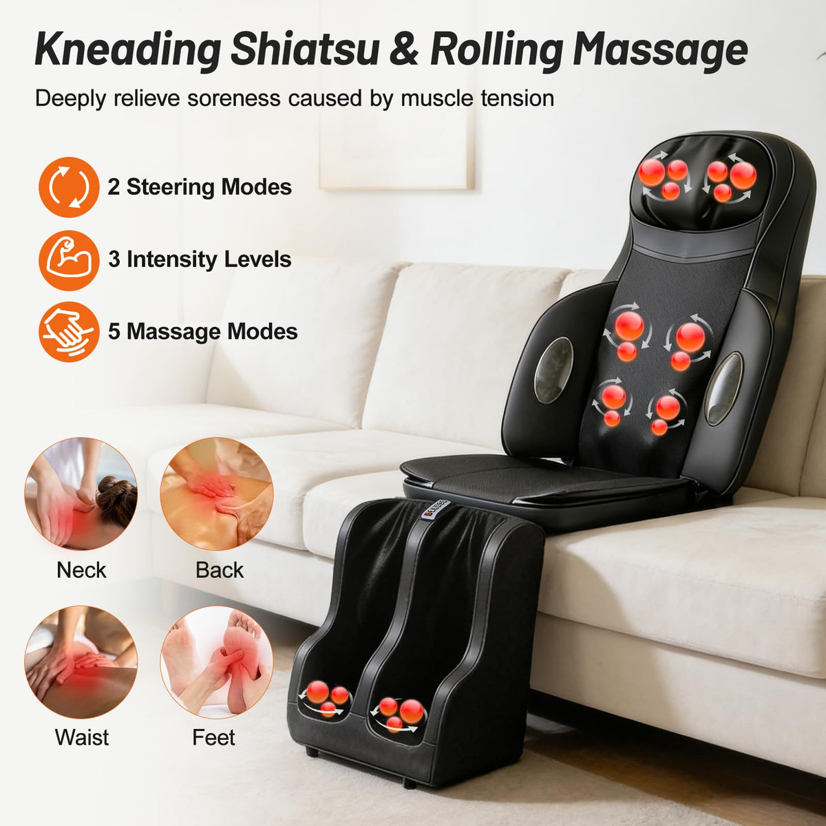 Full Body Massage Chair Pad with Neck Back Foot Shiatsu J9315