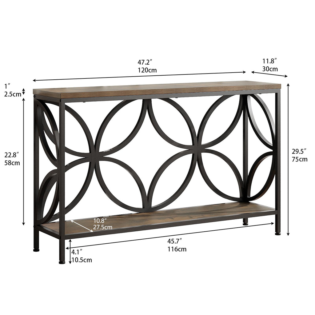 Narrow Sofa Table 47.2 Inch Industrial Console Table with Storage M7854