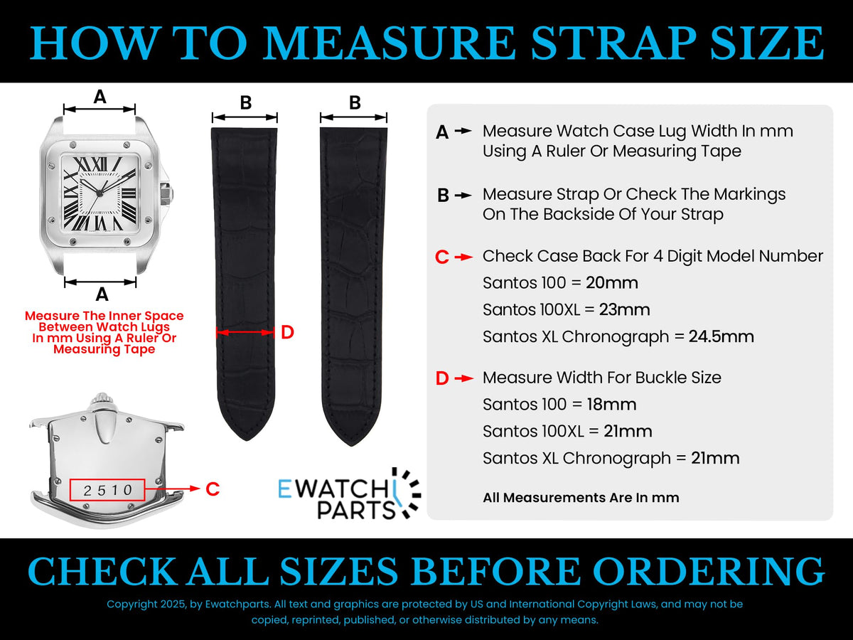 24.5mm Black Leather Watch Band Strap G590