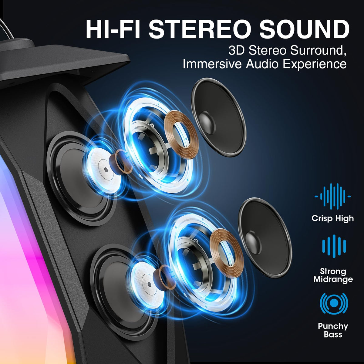 2 Pack Outdoor RGB Bluetooth Speakers H212