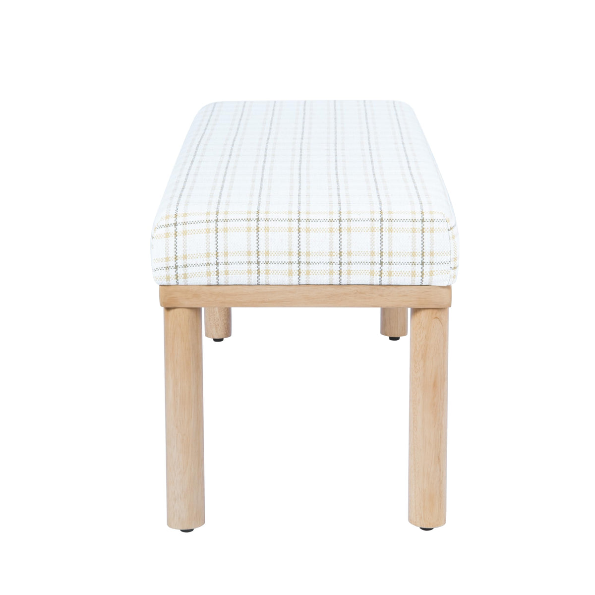 Natural Plaid Woven Fabric Bench Y2684