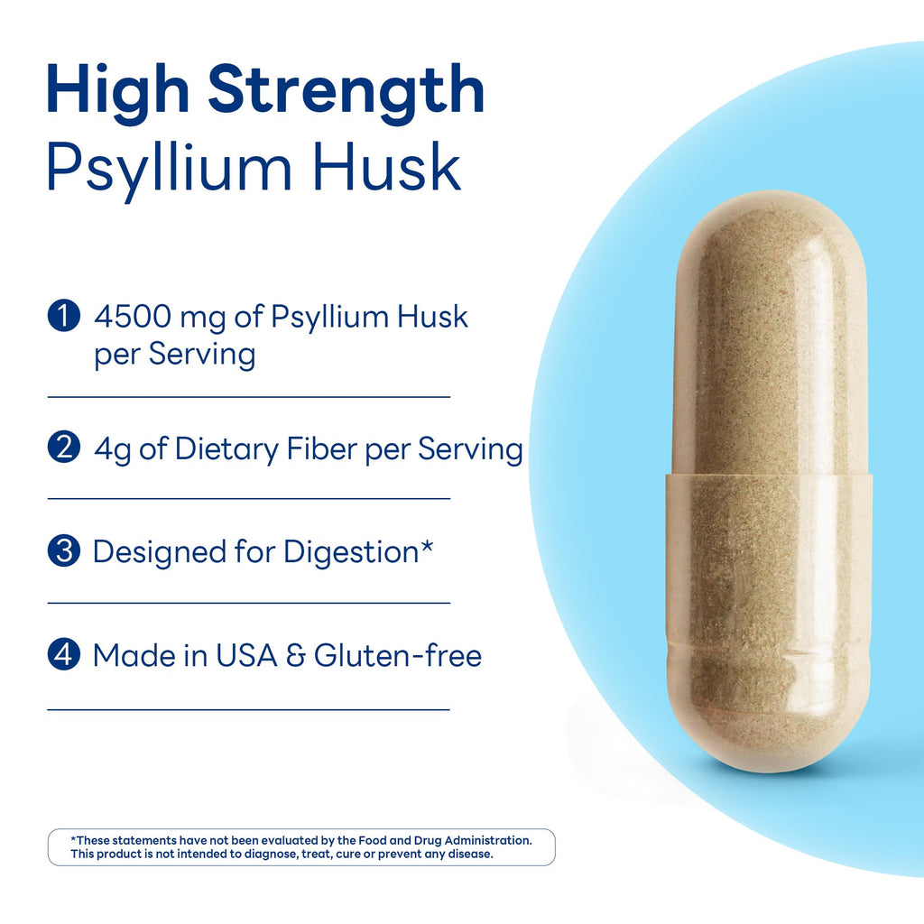Psyllium Husks Capsules 4500 mg 120 Capsules R155322