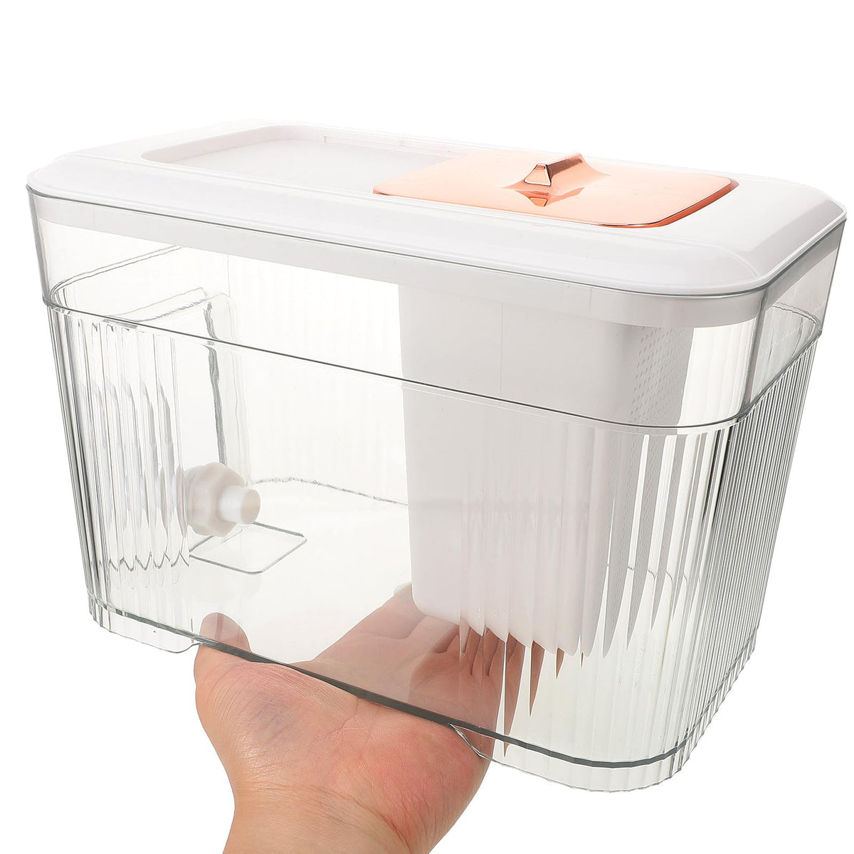 White Plastic Water Jug with Faucet and Lid Y3309