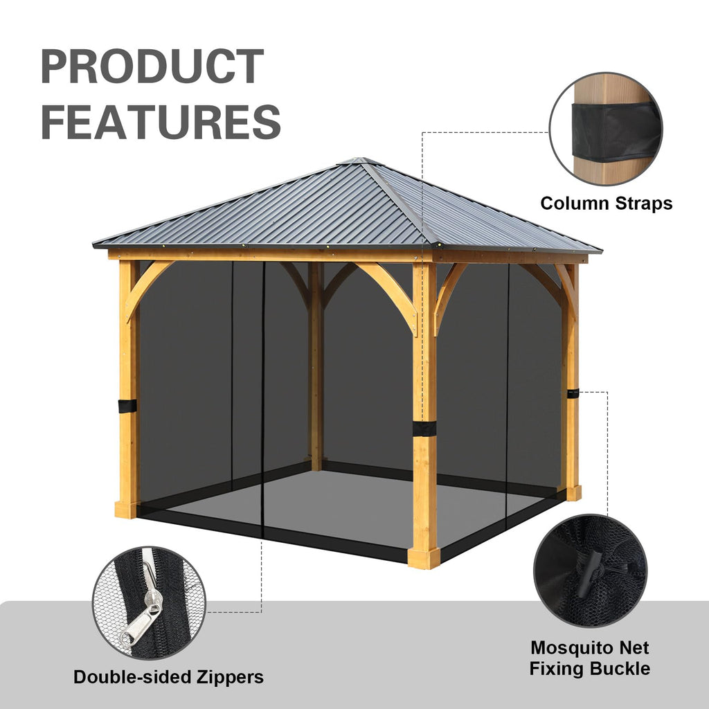 10' x 10' Black Gazebo Netting Screen Replacement L860