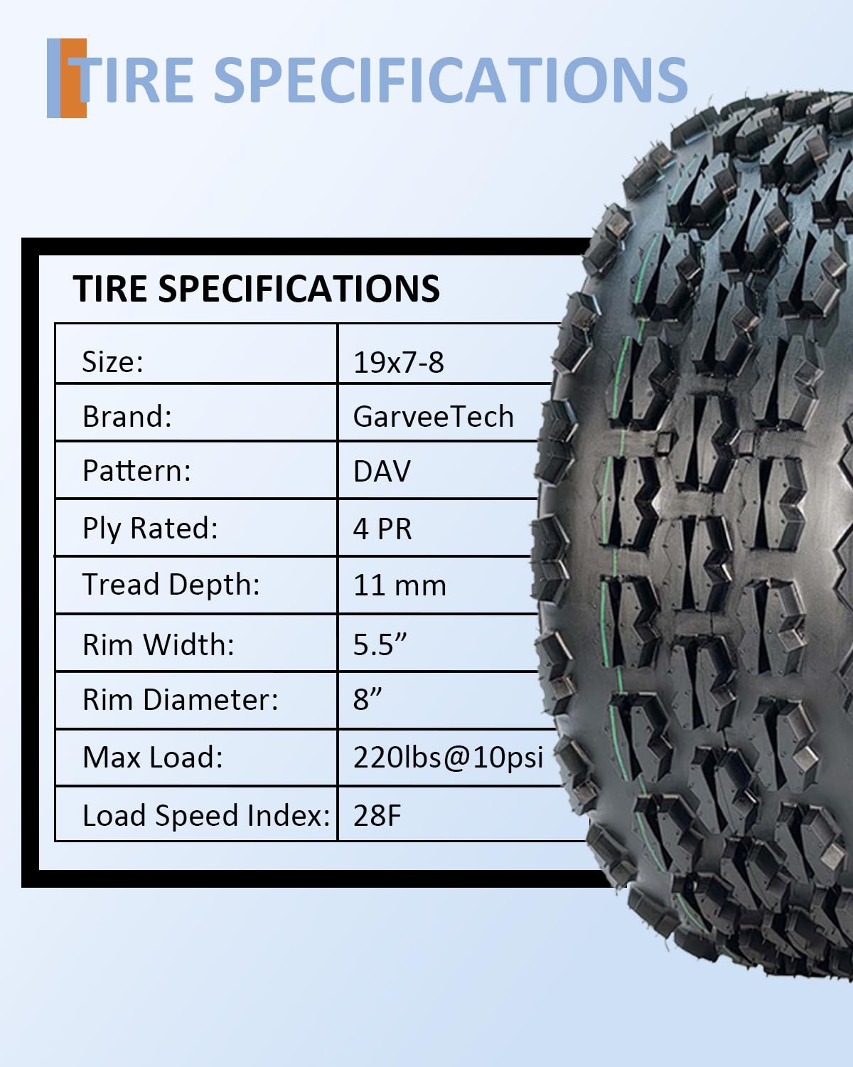 19x7-8 4 Ply Tubeless ATV UTV Tires Set of 2 S9644