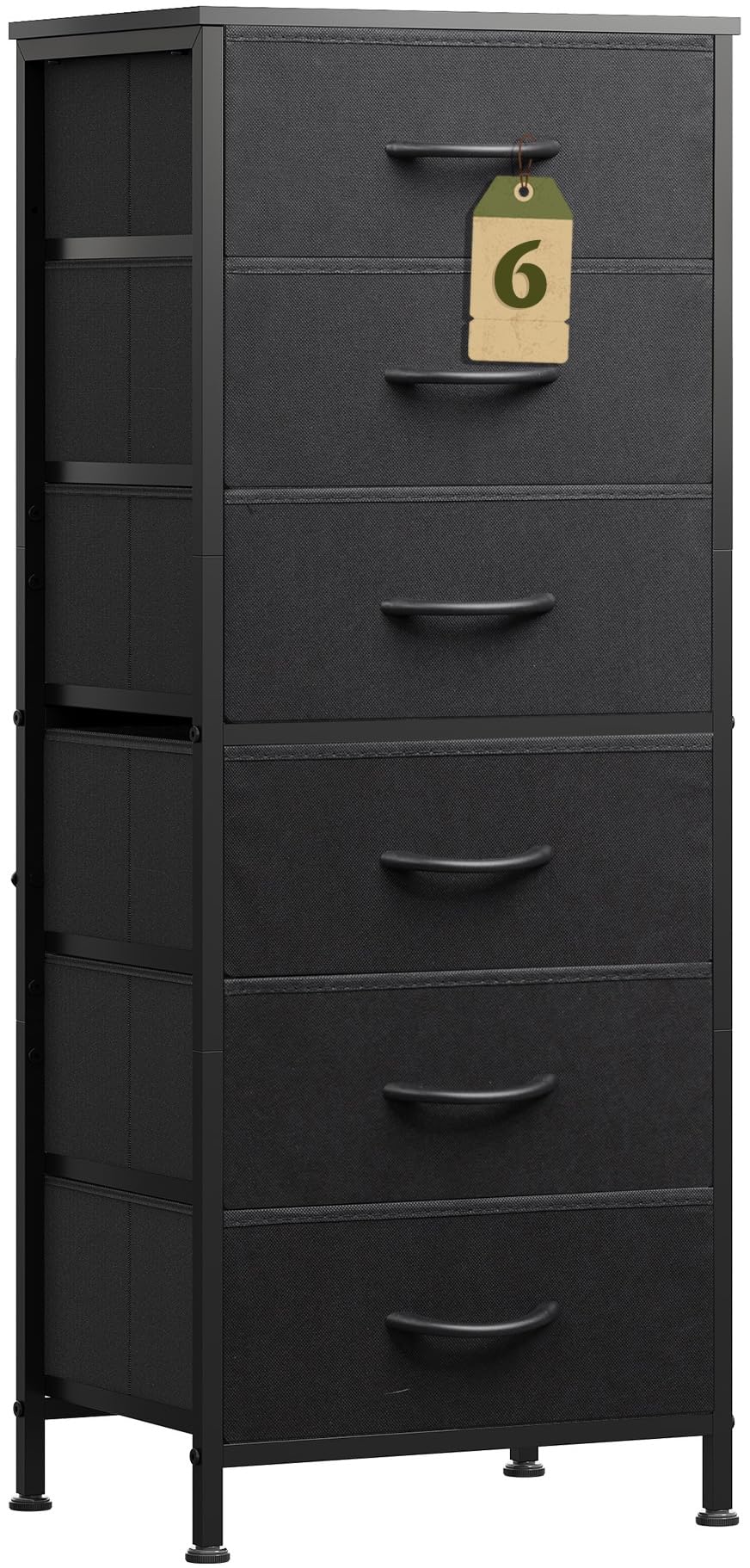 Black 6 Drawer Tall Dresser A86300