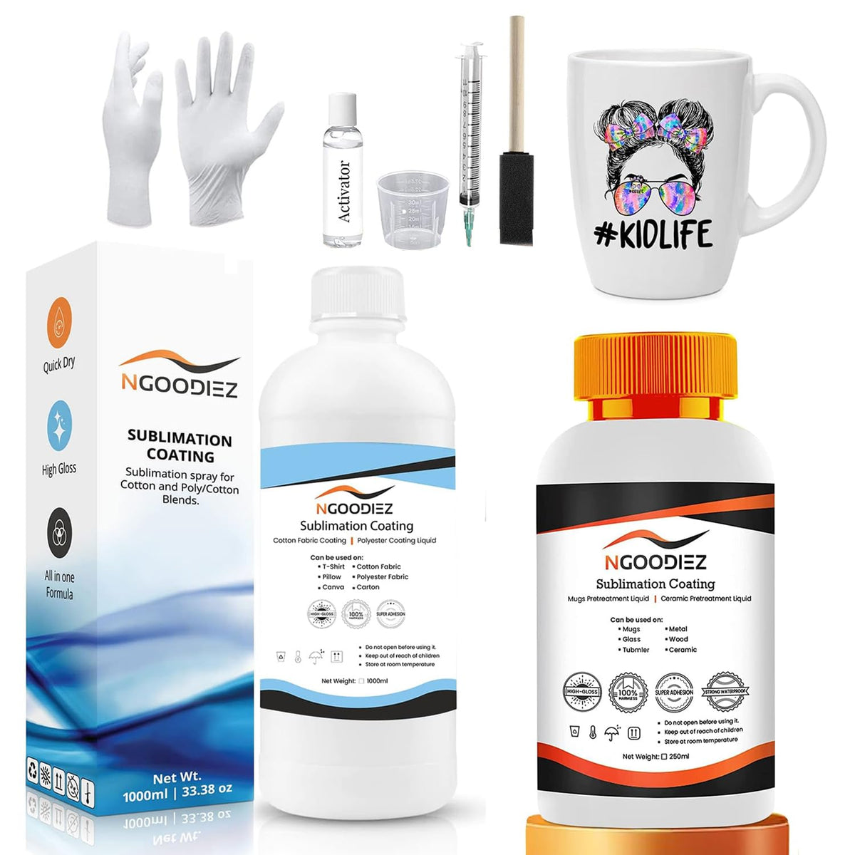 1000ml Quick Dry Washable Sublimation Spray + 250ml High Gloss Waterproof Coating N326