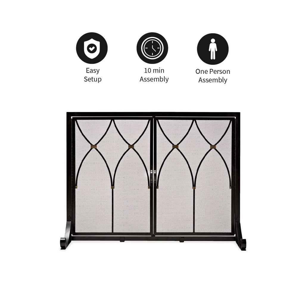 Black Metal Fireplace Screen A421