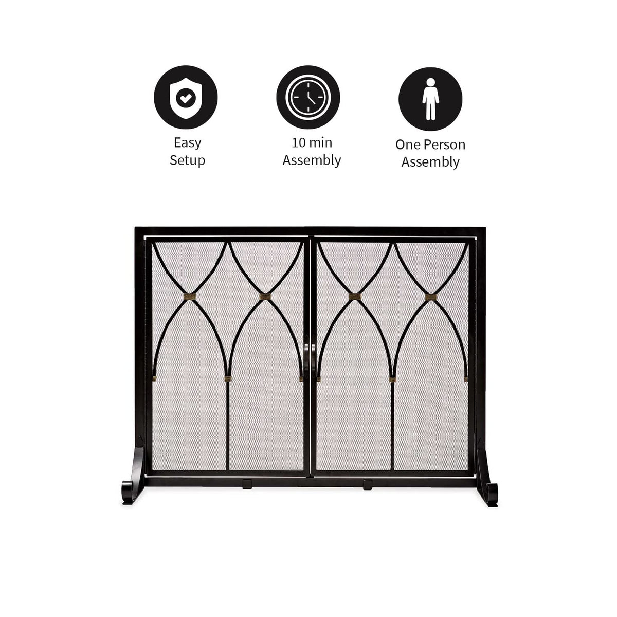 Black Metal Fireplace Screen A421