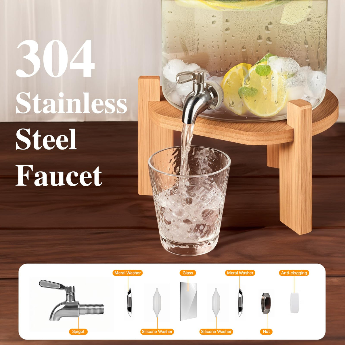 2.1 Gallon Glass Beverage Dispenser with Stand H729380