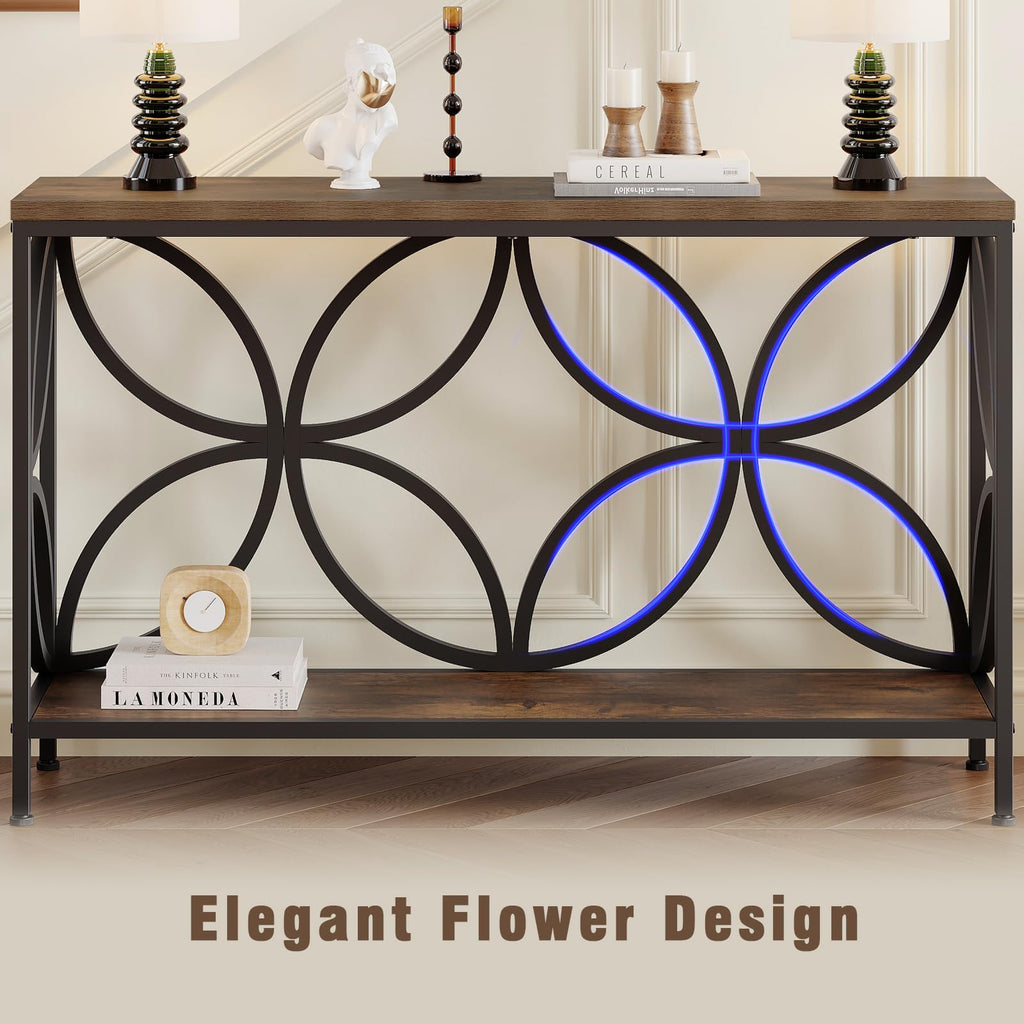 Narrow Sofa Table 47.2 Inch Industrial Console Table with Storage M7854