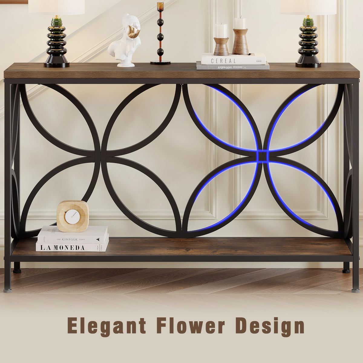 Narrow Sofa Table 47.2 Inch Industrial Console Table with Storage M7854