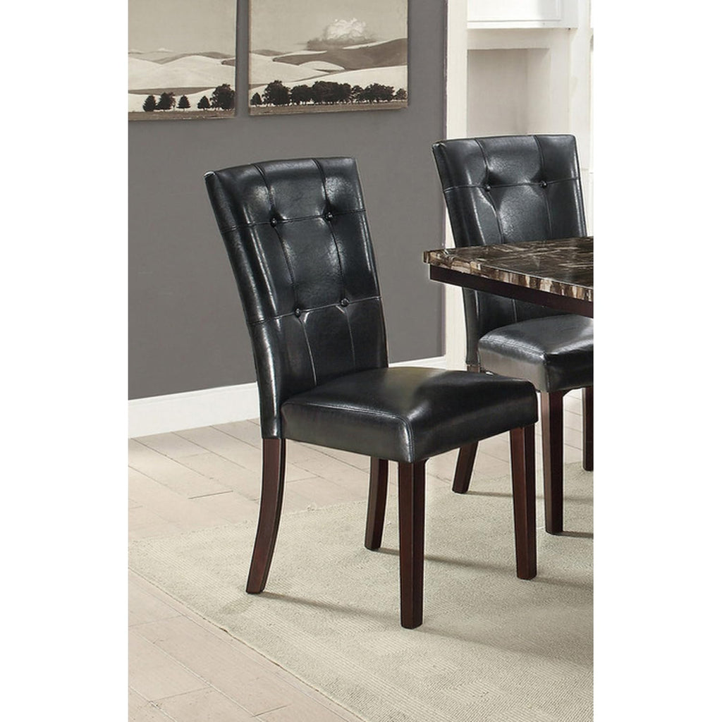 Black Faux Leather Parson Chairs Set of 2 R221