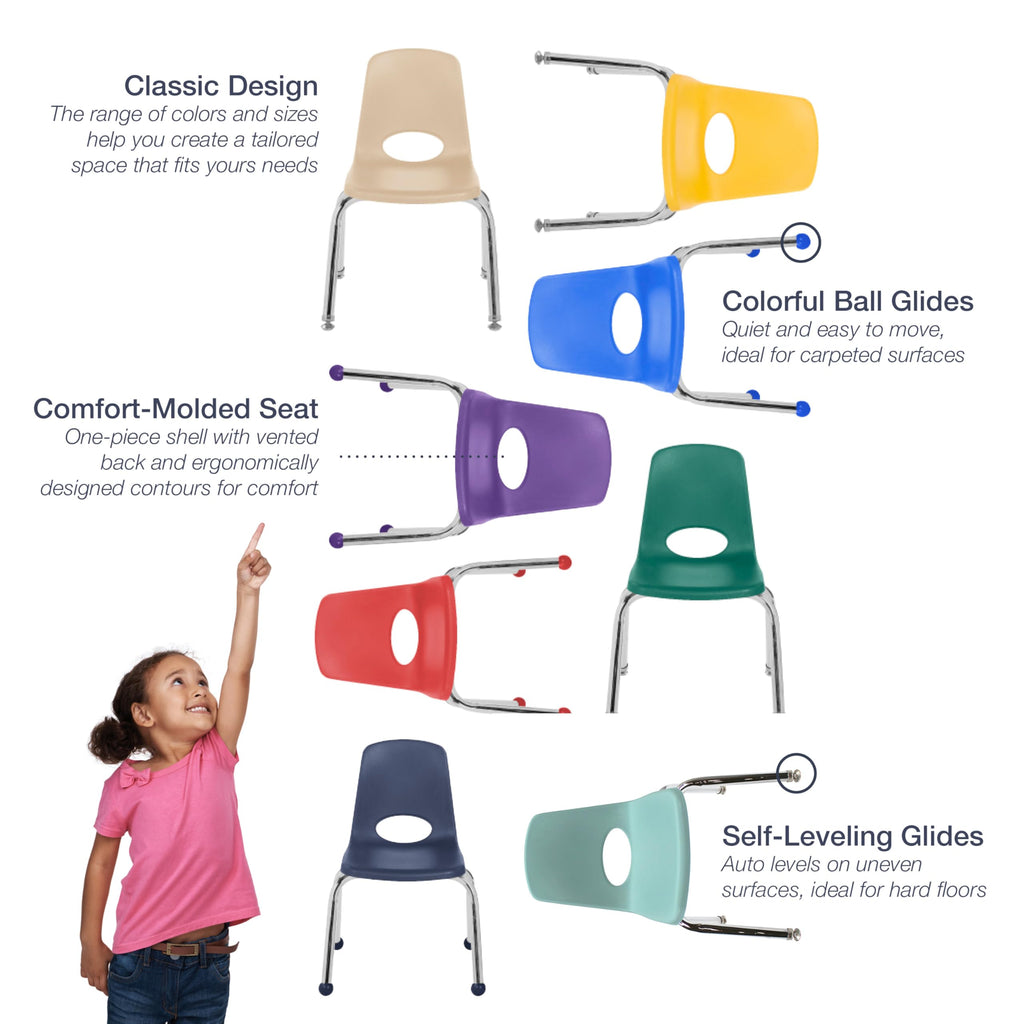 16" Light Gray School Stack Chair 2-Pack R964